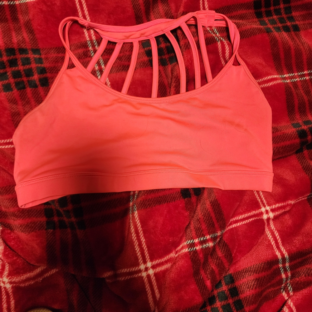 Strappy Back Sports Bralette - Coral Pink
